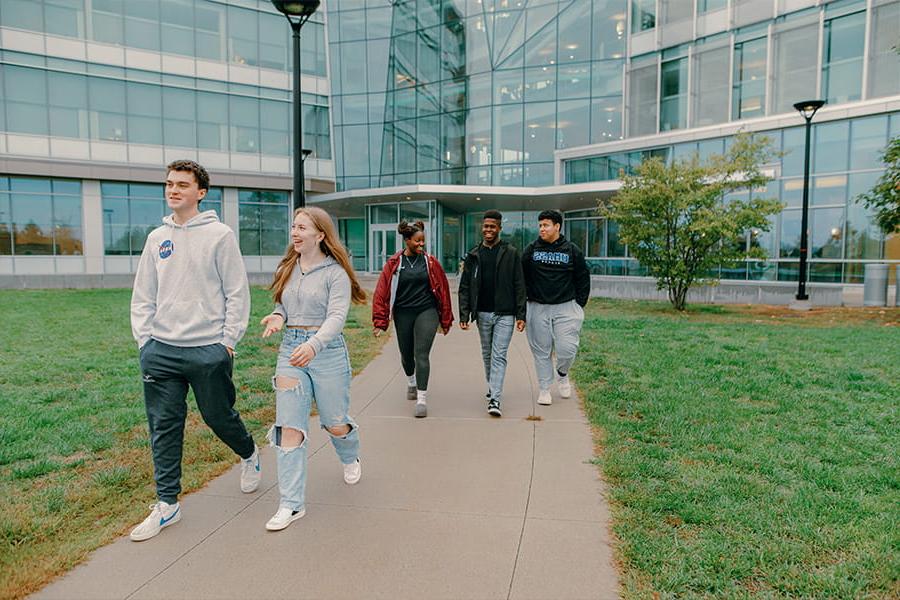 Students walking on campus